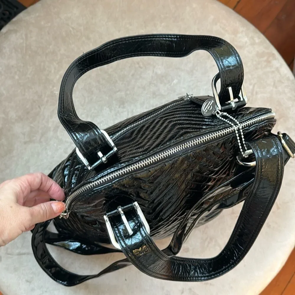 *Big Buddah* Large Quilted Black Patent Shoulder Bag EUC - Picture 4 of 10